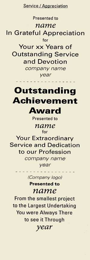 Service or Appreciation award phrases