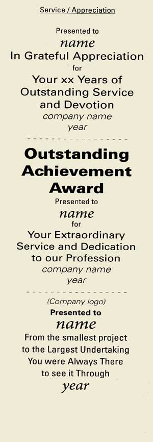 Service or Appreciation award phrases